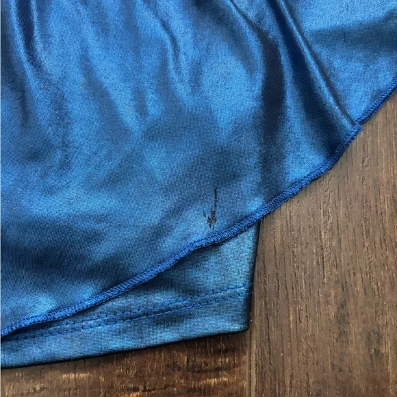 Revamped Blue Satin Ruffle Top - Picture 5 of 11